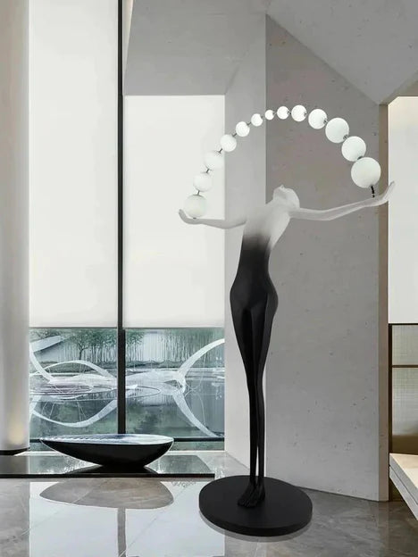 Black and White Gradient Sculpture Floor Lamp