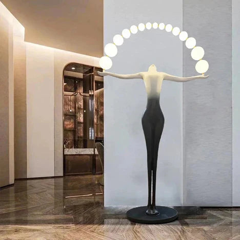 Black and White Gradient Sculpture Floor Lamp