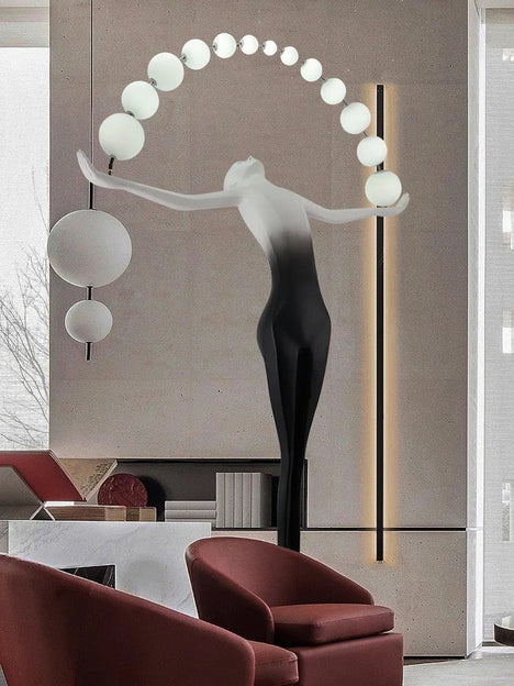 Black and White Gradient Sculpture Floor Lamp