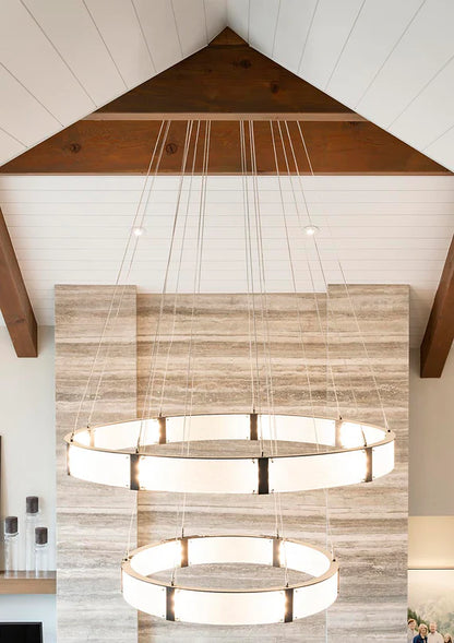 Modern Light Luxury Two-Tier Glass Ring Chandelier