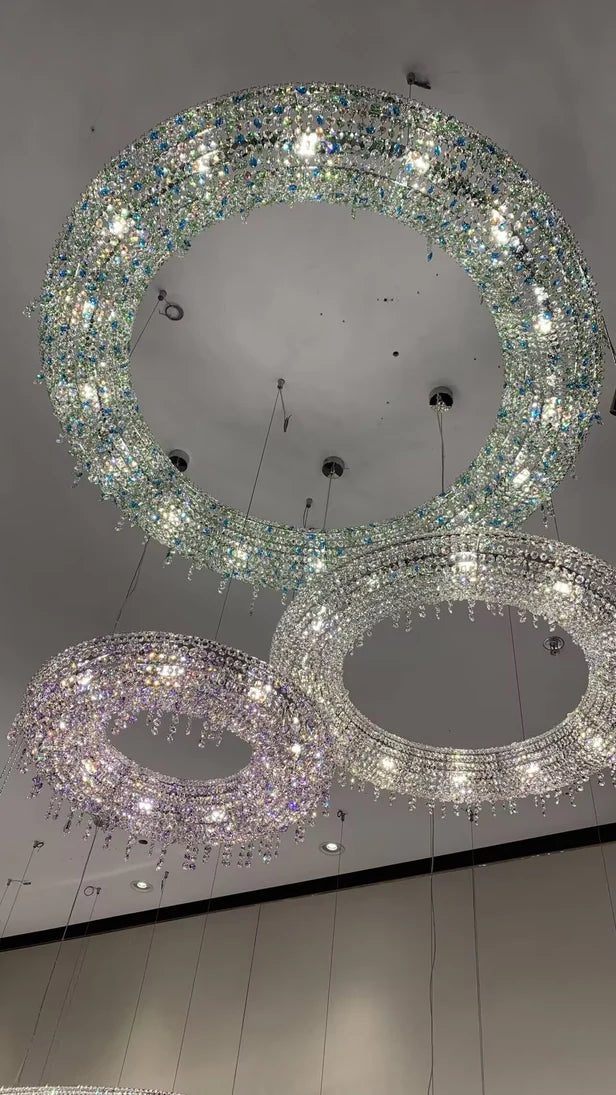 Luxury Circle Colorful Crystal Chandelier for Living Room/Low-ceiling