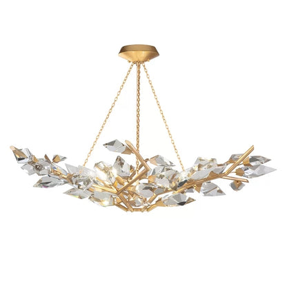 Luxury Crystal Leaves Chandelier in Brass/Silver Finish Ceiling Light Fixtures