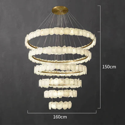 Modern Multi-layer White Marble Chandelier for Staircase/Foyer