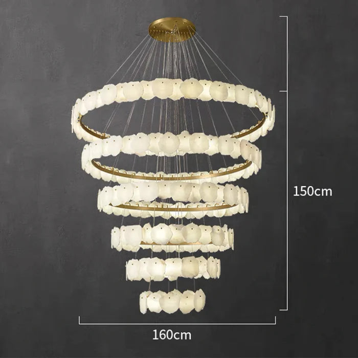 Modern Multi-layer White Alabaster Chandelier for Staircase/Foyer