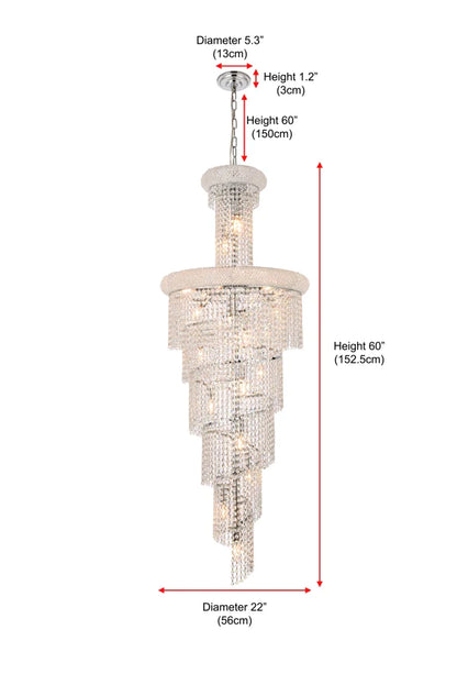 Extra Large Spiral Crystal Chandelier for Staircase/Foyer/Living room