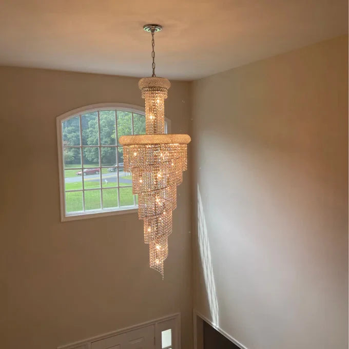 Extra Large Spiral Crystal Chandelier for Staircase/Foyer/Living room