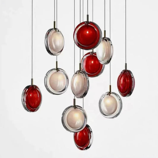 Multi-colored Round Panel Suspension Light Chandelier