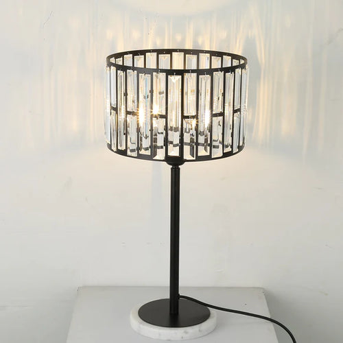 Modern Black Finish Crystal Table Lamp