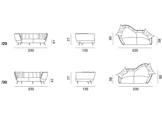 Irregular Loveseats Sofa in Espresso/Black/Leather Upholstery