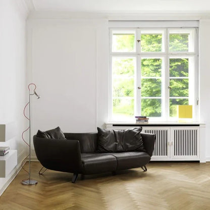 Irregular Loveseats Sofa in Espresso/Black/Leather Upholstery