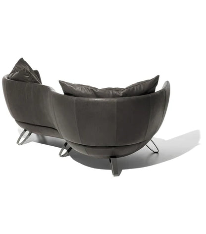 Irregular Loveseats Sofa in Espresso/Black/Leather Upholstery