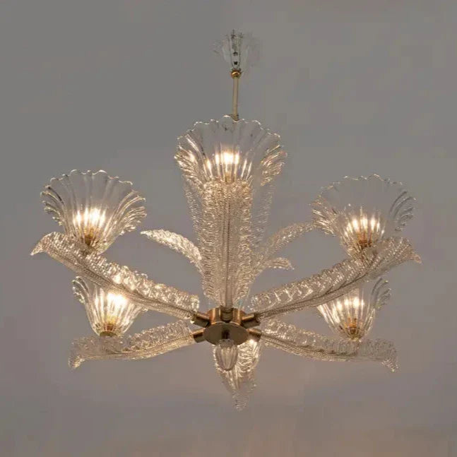 Vintage Italian 6-Arm Glass Chandelier for Low-ceiling/Bedroom/Dining Room