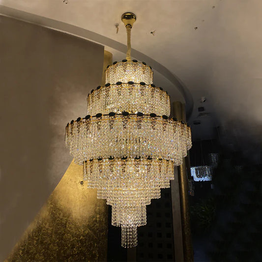 Luxury Multi-tier Jade Crystal Chandelier for Living Room/Staircase/Foyer