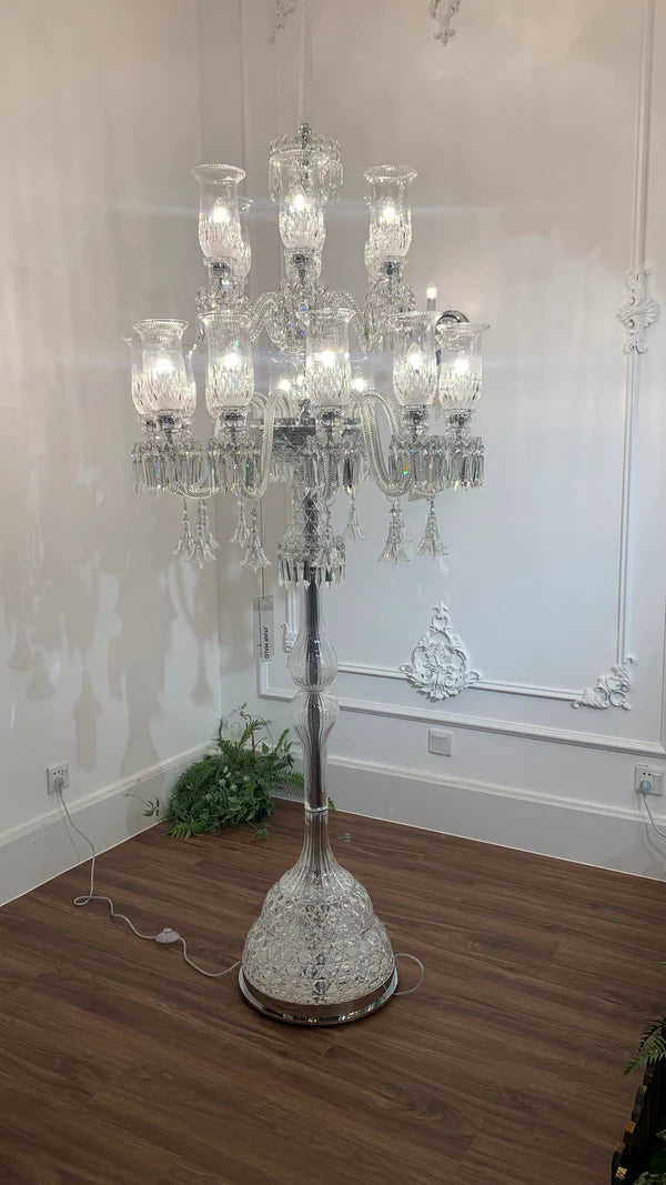 Luxury Classic Candle Light Flower Lampshade Crystal Floor Lamp