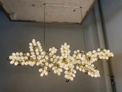 Designer Model Art Long White Glass Grape Branch Chandelier for Dining Room/Bar/Coffee Table