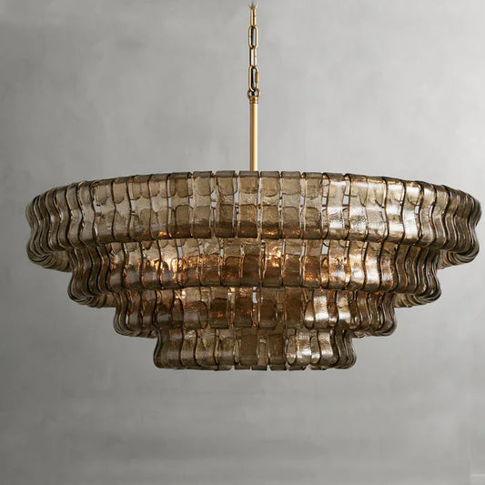 Modern Clear/Smoky Gray Glass Chandelier for Low-ceiling