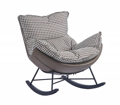 Coffee Houndstooth Rocker Sofa Chair