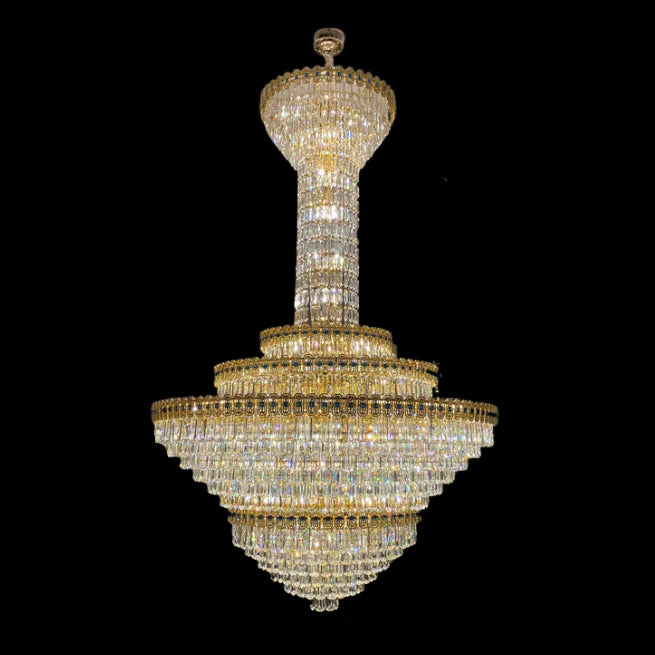 Luxury Extra Large Conical Crystal Chandelier for High Celling Living Room/Foyer