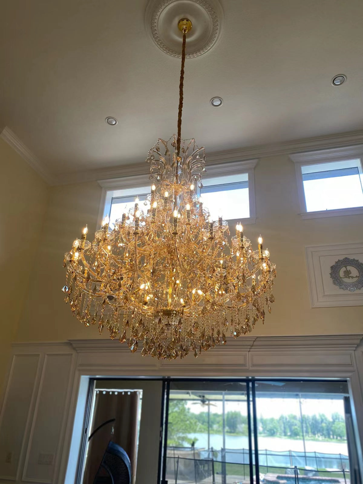 Mid Century Luxury Large Crystal Chandelier for hotel, villa, and foyer