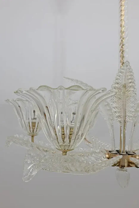 Vintage Italian 6-Arm Glass Chandelier for Low-ceiling/Bedroom/Dining Room