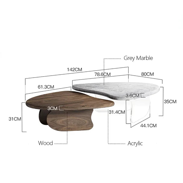 Modern Creative Floating Marble Coffee Table Composition