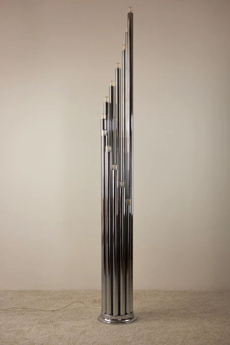 Vintage Italian Chrome Plated Tubular Floor Lamp