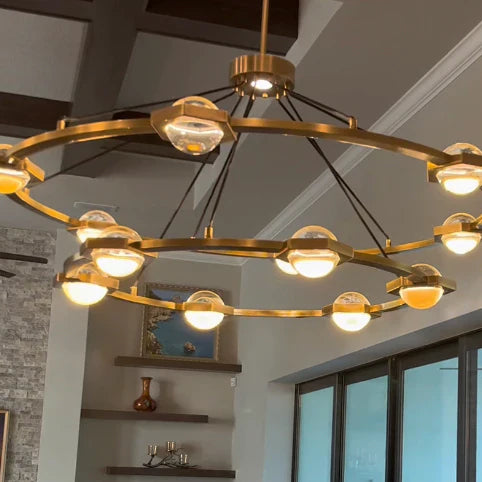 Modern 1/2-Tier Ring Chandelier for Living Room/Bedroom