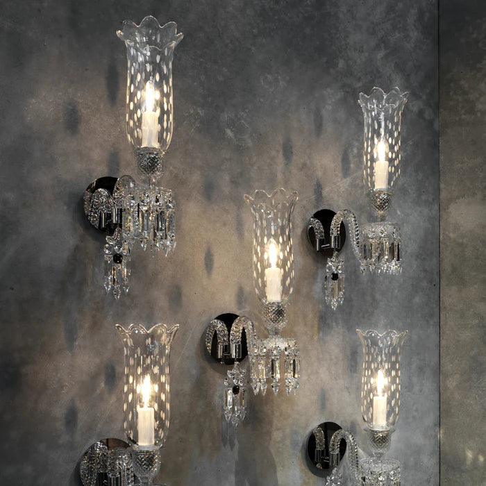 Customized Luxury 1-Light Crystal Wall Light with White Lampshade