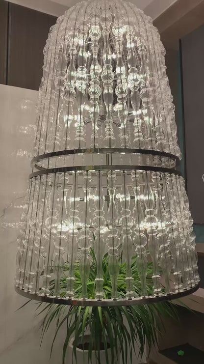 Creative Handmade Glass Cage Chandelier for Living Room/Dining Room/Staircase/Entryway/Foyer