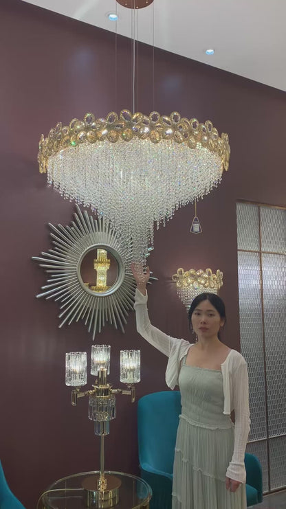 Modern Flower Crystal Tassel Chandelier for Living Room/Dining Room