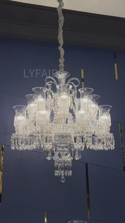 Luxury Elegant Floral Lampshade Crystal Chandelier for Low-ceiling/Apartment