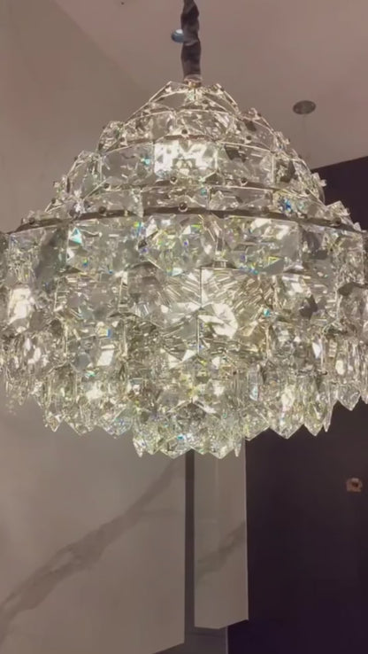 Aesthetic Luxury Conical Crystal Chandelier for Living/Dining Room/Foyer/Hallway/Kitchen Island