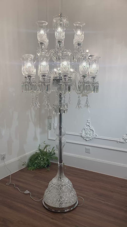 Luxury Classic Candle Light Flower Lampshade Crystal Floor Lamp