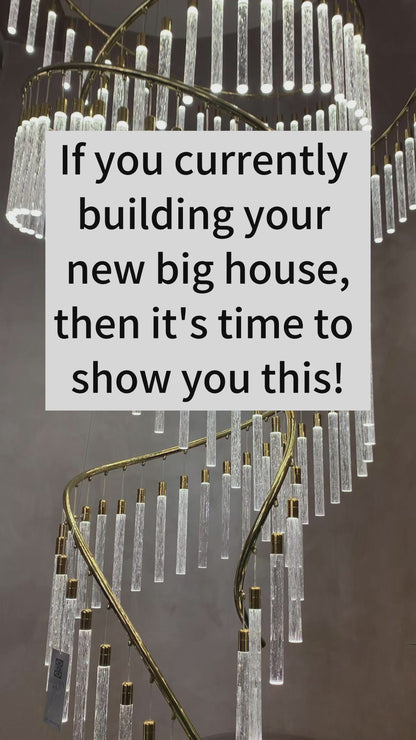 Luxury Spiral Bubble Crystal Stick Chandelier for Staircase/Foyer/High-ceiling