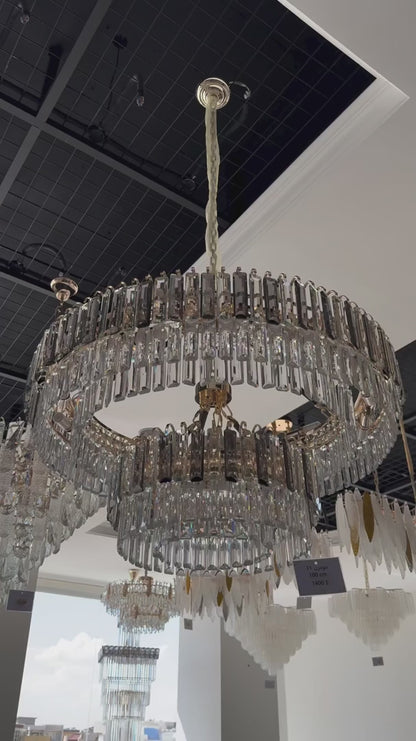 Modern Light Luxury 2-Tier Round Crystal Chandelier