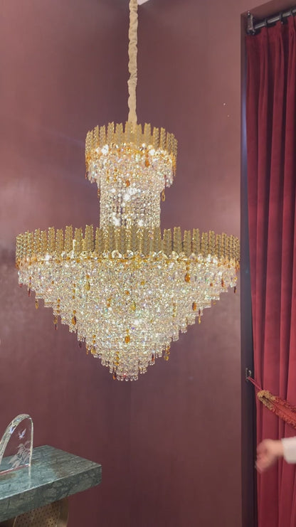 Luxury Golden Wheat Crystal Chandelier for Living Room/Staircase/Foyer