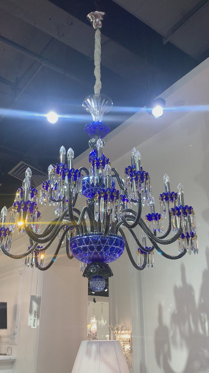 Luxury Candle Light Blue&Black Crystal Chandelier Living Room/Bedroom/Dining Room