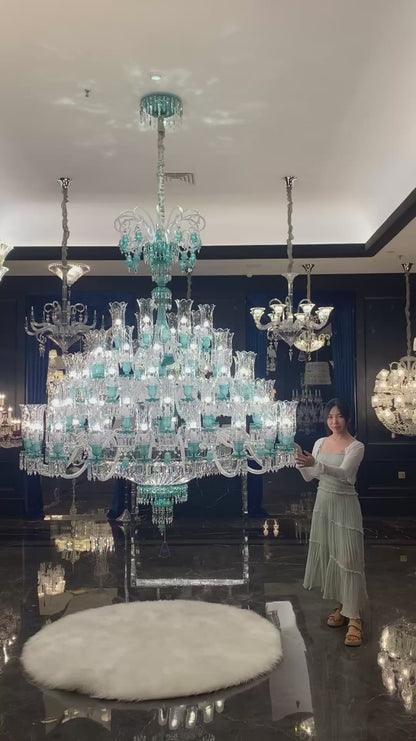 Luxury Classic Candle Light Tiffany Green Crystal Chandelier for Living Room/Staircase/Foyer