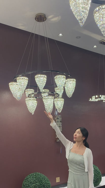 Modern Light Luxury 2-Tier Conch Crystal Chandelier