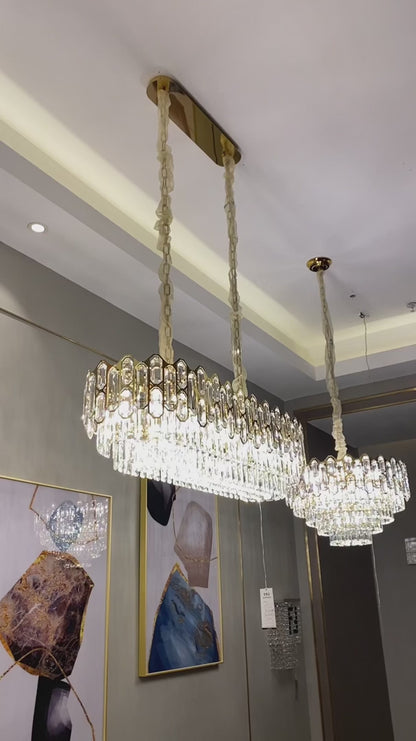 Modern Light Luxury Round/Rectangle Crystal Chandelier Set For Living Room/Dining Room/Bedroom