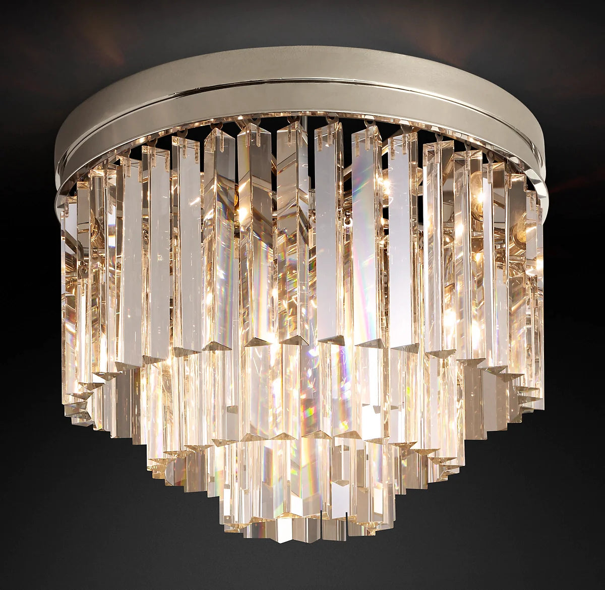 Modern Tiered Flush Mount Crystal Chandelier