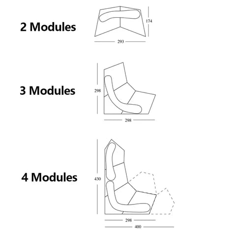 Modern 2/3/4 Modules Curved Rock Corner Sofa