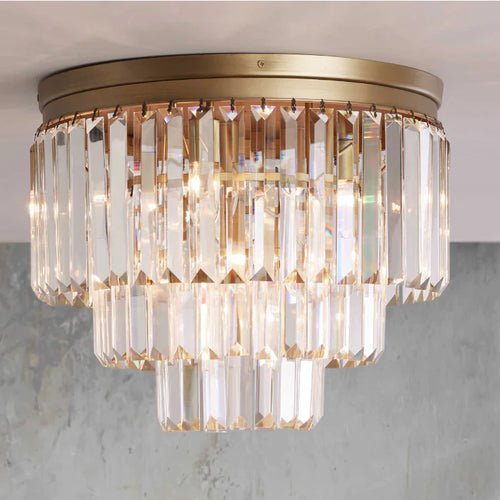 Modern Tiered Flush Mount Crystal Chandelier