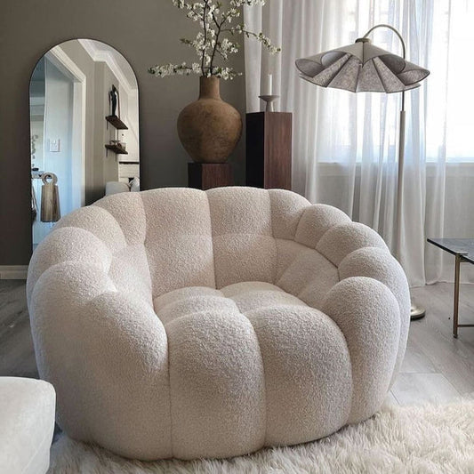 Fleece White Big Pumpkin Loveseat Sofa Chair