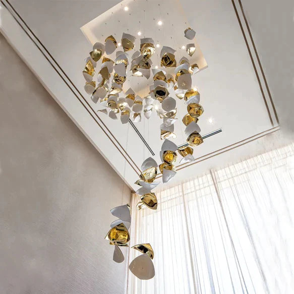 Modern Square Glass Spiral Long Pendant Chandelier