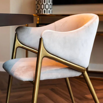 Luxury Brass & Mink Velvet Dining Chair