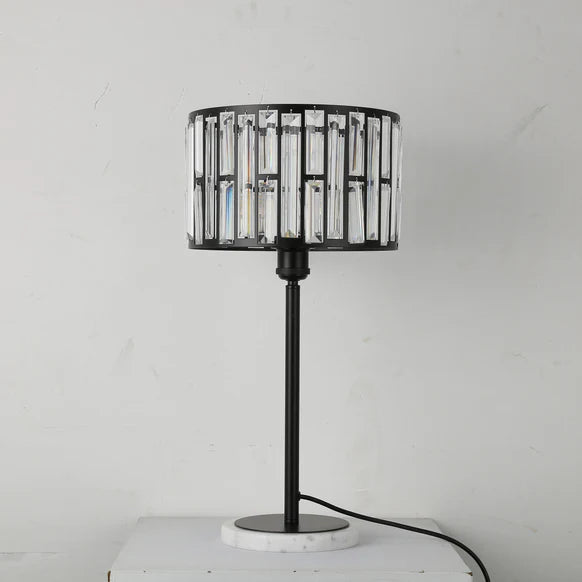 Modern Black Finish Crystal Table Lamp