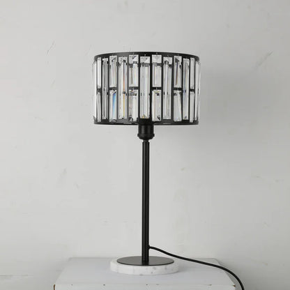 Modern Black Finish Crystal Table Lamp