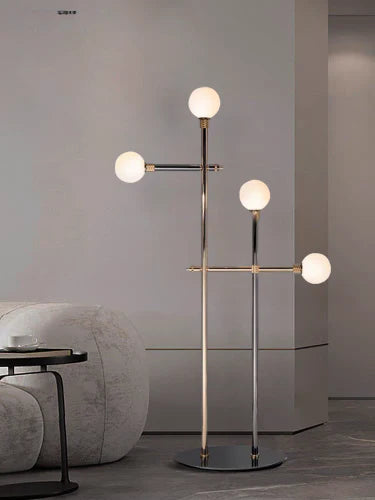 Contemporary 4-Light Ball Gold Metal Floor Lamp