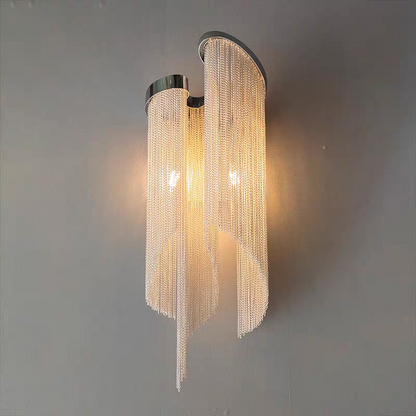 Post-Modern Extra Large Stainless Steel Tassel Wall Lamp